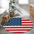 thumbnail image 4 of 3ft Round Rug, 4th of July Non-Skid Rubber Backing Large Area Rugs - Living Room Bedroom Home Office, Red Stripes Independence Day Indoor Floor Mat Carpets Washable Rug, 4 of 9