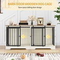 thumbnail image 5 of Hzuaneri 54" Double Dog Crate Furniture, Heavy Duty Dog Kennel for 2 Dogs, Decorative Pet Cage with Divider, Barn Door, White Brown, 5 of 10