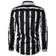 thumbnail image 2 of Camisas De Mezclilla Para Hombre Camisa informal con estampado de rayas para hombre Camisa de blusa con cuello vuelto de manga larga (Black, L), 2 of 3