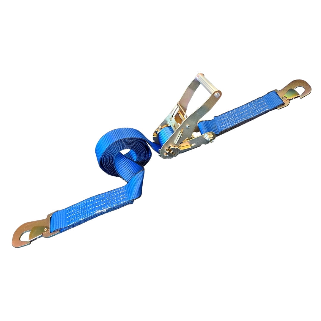 Mega Cargo Control USA 1-pack Ratchet Straps 2 x 8 Tie-Down Straps W/ Flat Snap Hook 1666 lbs Wll Bue