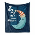 thumbnail image 1 of Saying Soft Flannel Fleece Throw Blanket, Sleeping Time Bedroom Window Backdrop with Moon in a Hat in Starry Night Sky, Cozy Plush for Indoor and Outdoor Use, 50" x 60", Multicolor, by Ambesonne, 1 of 6