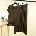 thumbnail image 2 of fatyb Women's Lounge Sets Pajama Outfits Square Neck Short Sleeve Tops Long Skirts Casual Summer 2 Piece, 2 of 7