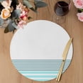 thumbnail image 3 of Blue Striped Round 13 Inch Placemats Set of 4, Modern Farmhouse Stripes HeatResistant Non Slip Place Mats for Dining Table, Wipeable Braided Kitchen Table Mats for Housewarming, 3 of 9