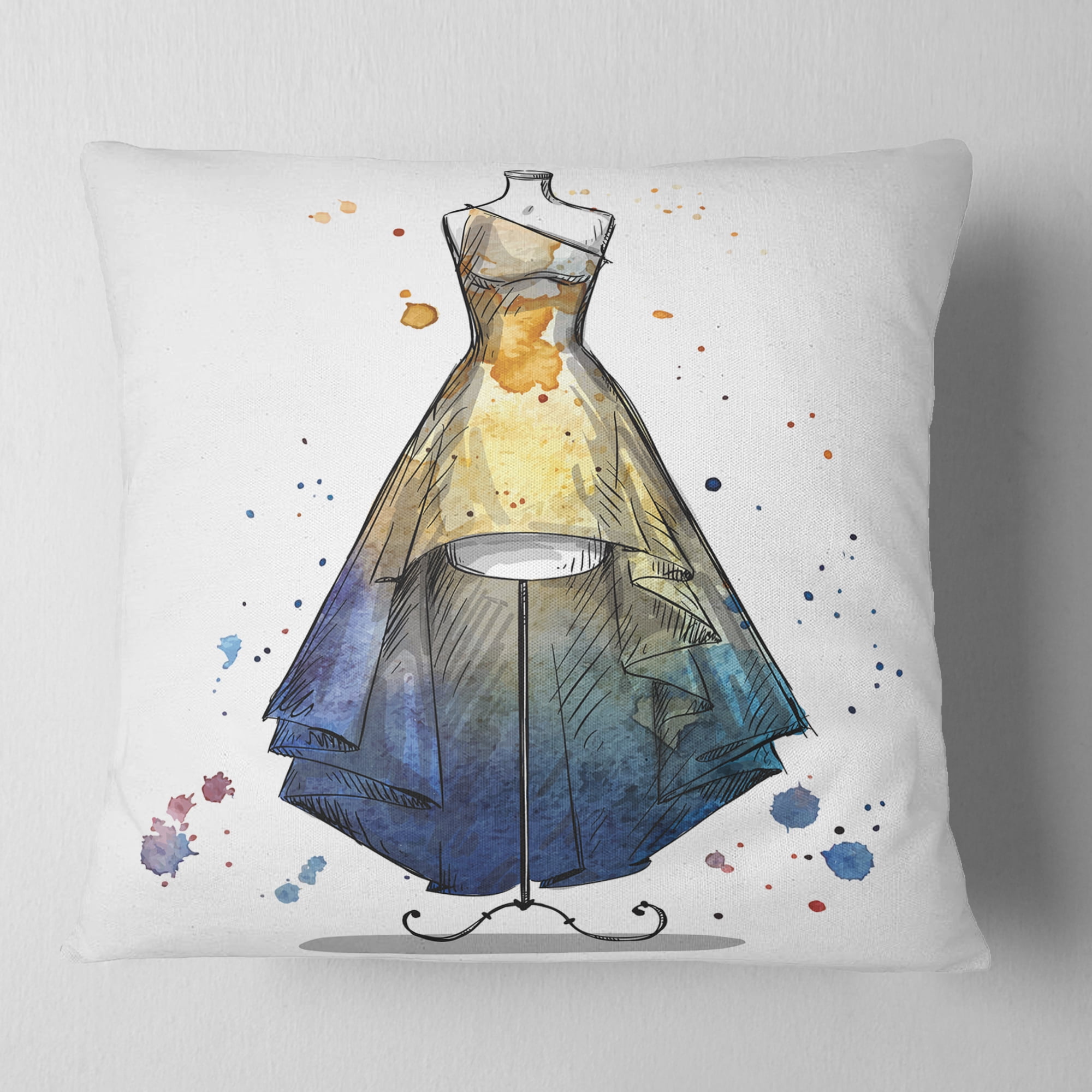 Designart Mannequin with Long Dress - Abstract Throw Pillow - 18x18