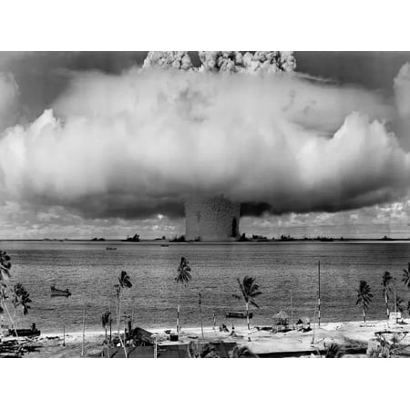 .Decor Poster.Room wall.Home art design.B&W atomic bomb.U.S history class 24 x 36 Inch Poster