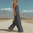 thumbnail image 5 of Hvogkswy Button Down Jumpsuits for Women Casual Sleeveless Wide Leg Romper with Pockets Comfy Loose Summer Beach Vacation Jumpsuit, 5 of 7