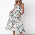 thumbnail image 1 of Vestido largo elegante con cuello en V para mujer Vestido con tirantes estampados con bolsillos Traje de vacaciones FLhrweasw Nuevo, 1 of 9