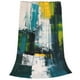 thumbnail image 2 of Balery Abstract Brushstrokes Green Blue Manta de Felpa Suave y Acogedora – Cobija de Franela Aterciopelada para Cama, Lavable y Cálida para Sofá, Mascotas, Transpirable-50"x40", 2 of 7