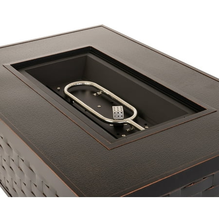 Fire Sense - Armstrong Rectangular Aluminum LPG Fire Pit - Antique Bronze
