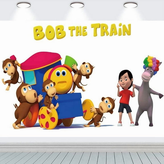 Bob the Train Party Supplies Backdrop Banner Poster Birthday Decorations Background for Photography Taspestry