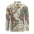 thumbnail image 3 of Earth Map Street Style Casual Shirt Men Vintage 1652 World Map Shirt Autumn Vintage Blouses Long Sleeve Graphic Oversize Clothes, 3 of 6