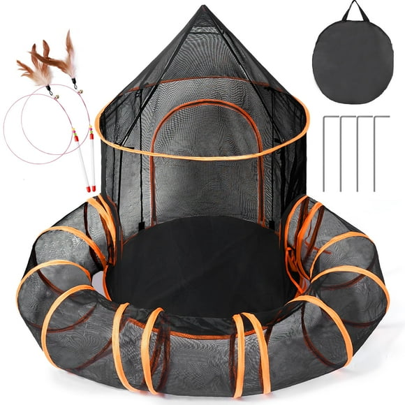 Odoland Cat Outdoor Enclosure Tunnels - Large Cat Tents Castle Playpen for Indoor Outdoor Portable Playhouse Enclosure for Pet Dog, Cat, Kitten, Rabbit, Small Animals