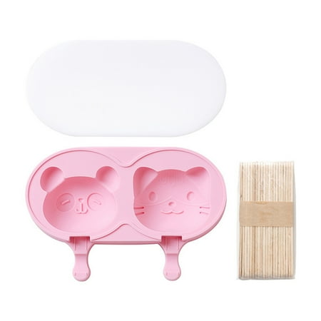

BONYOUN Kitchen 1 Set 2 Cavity Ice Pop Mold Non-stick Safe Silicone to Release Ice Cream Mould Ice Cream Mold