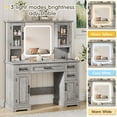 thumbnail image 4 of VEANERWOOD Farmhouse Makeup Vanity Table with Mirror and Led Lights, 45"W Vanity Desk with Glass Door & Large Drawer and Storage Cabinet, Adjustable Shelves, 4 of 10