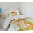 thumbnail image 4 of Ambesonne Hedgehog Quilted Bedspread Set 2 Pcs, Vivid Colored Cartoon, Twin Size, Multicolor, 4 of 6
