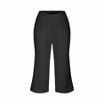 thumbnail image 3 of Women with Pockets Loose Fit Wide Leg Yoga Pants for Flowy Capris Lightweight Casual Cropped Pants, 3 of 9