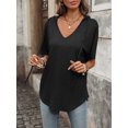 thumbnail image 7 of Cuteduck Women's Short Sleeve V-Neck T-Shirt – Loose Fit Solid Color Soft Summer Top – Casual Everyday Essential S-2X, 7 of 7