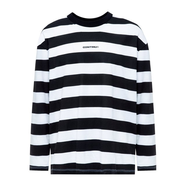 Hype - Camiseta Striped Print Continu8 de Manga Larga para Adultos Unisex (Negro)