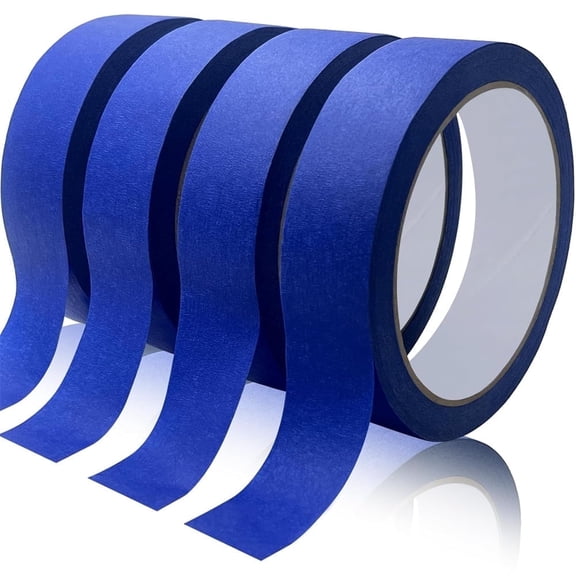 Triani 4 Rolls Painters Tape 0.94 Inch x 22 Yards Adhesive Paint Tape Painter Tape Blue Wide Roll for Walls Painting Packing Automotive Home