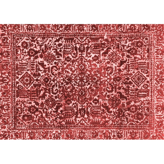 Ahgly Company Machine Washable Indoor Rectangle Abstract Red Modern Area Rugs, 8' x 12'