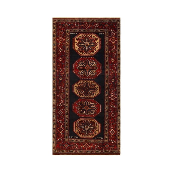 Semi Antique Jessan Blue/Red Runner, 4'3" x 8'6"