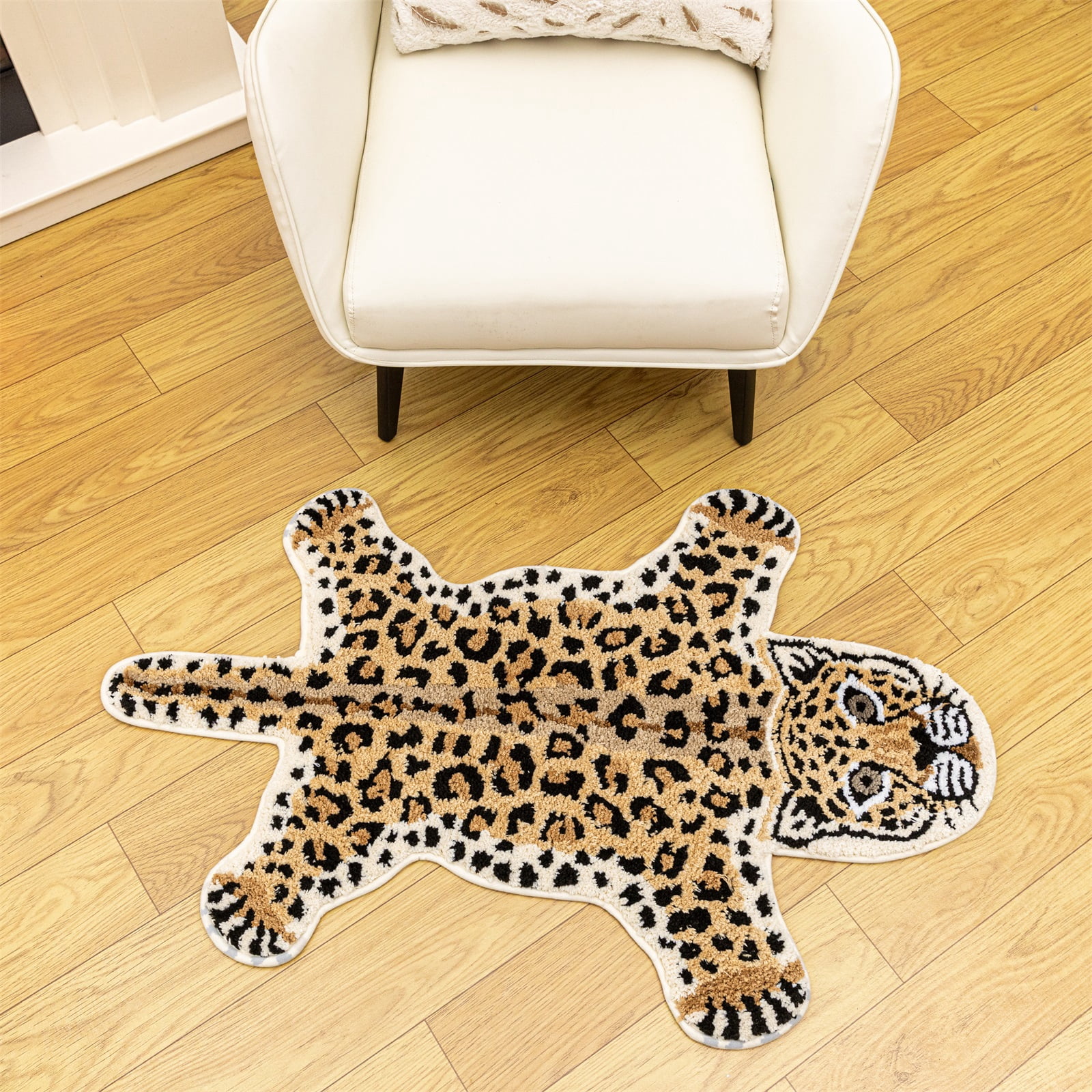 yingda1992 Brown Leopard Bath Mat for Bathroom Cute Cheetah Print Funny Cartoon Non Slip Animal Shaped Absorbent Bathtub Mat Plush Shower Door Mat Decor 39.3x25.5 Inch