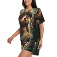 thumbnail image 2 of Fuzoiu Jungle Hat Bear Print Women's Short-Sleeved Pajama Set,Lounge Sleepwear Set,Womens Pajama Sets 2 Piece,Button-Up Top and Shorts with Pockets-3X-Large, 2 of 7