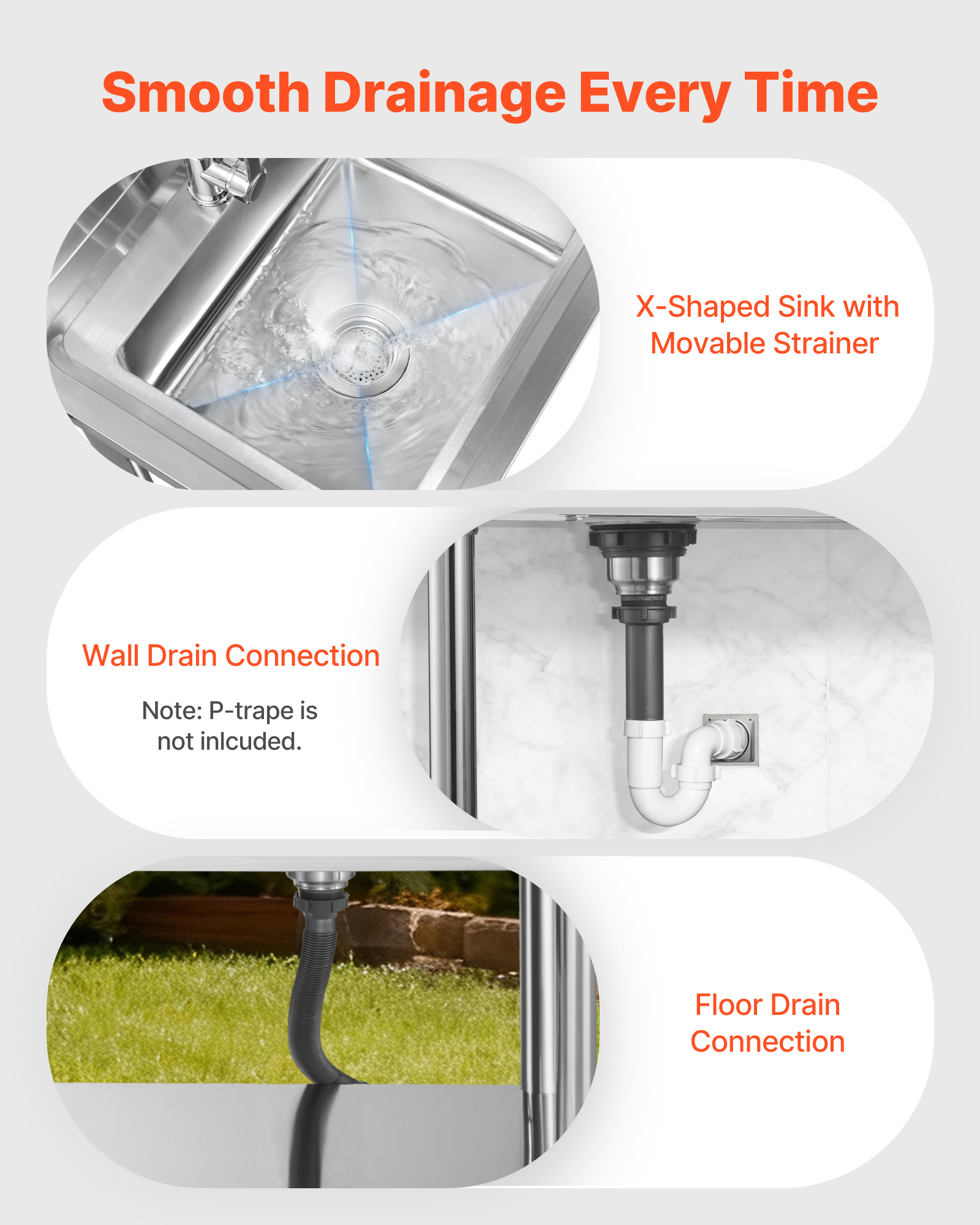 VEVOR Stainless Steel Utility Sink, Rolling Single Bowl Commercial Kitchen Sink with Drawer, Faucet and Hot & Cold Water Pipe, Utility Basin for Garage, Restaurant, Laundry, 47.2 x 19.7 x 37 in