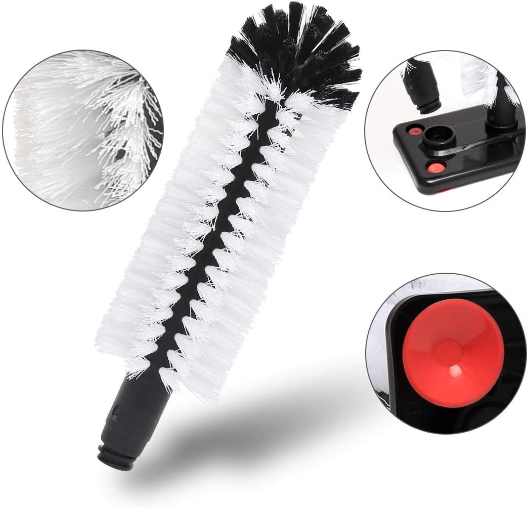 Water Bottle Cleaning Brush Glass Cup Washer with Suction Base 3 Head Bristle Brush for Beer Cup, Long Leg Cup, Red Wine Glass and More Bar Kitchen Sink Home Tools