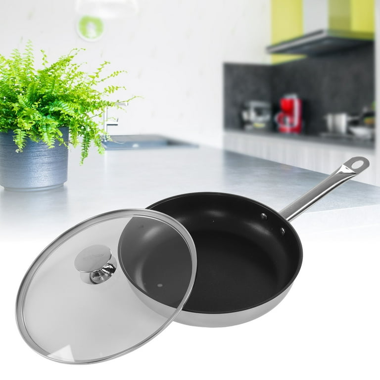 12.6 inch Kibhous Frying Pan with Lid, Nonstick Wok with Lid, Deep Stir Nonstick Pans, Die Cast Scratch Resistant, Smokeless Frying Pan with Glass Lid