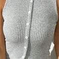 thumbnail image 4 of JGGSPWM Women's Ribbed Knit Sleeveless Tank Tops Button Down Slim Fit Going Out Vests Gray S, 4 of 5