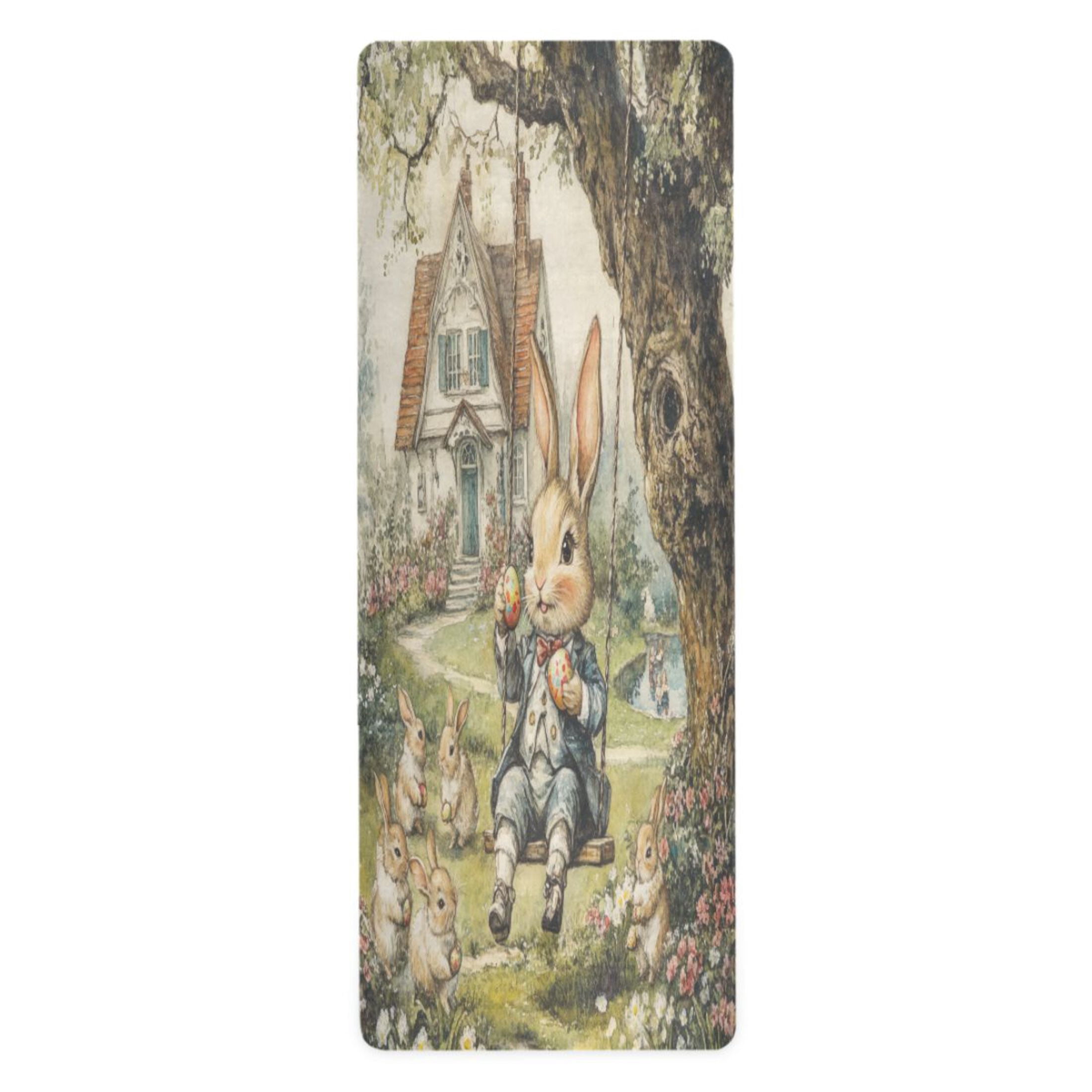 BZSMCE Yoga Mat Women Whimsical Rabbits Fitness Mat