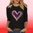 thumbnail image 4 of Mujeres Tres Cuartos de Manga Tops Día de San Valentín Impreso Suelto Cuello Redondo Suéter, Suelto Ajuste Tops para las Mujeres Vestir Fiesta Casual, 4 of 5