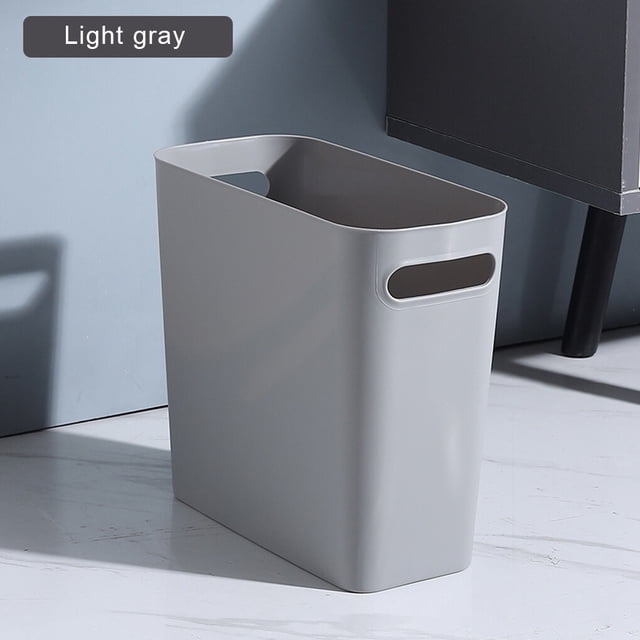 Large Trash Can Wastebasket Garbage Container Plastic Bathroom Trash Bins Solid Color High-Capacity Organizers for Home Sundries Toiletries Storage Gray