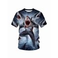thumbnail image 3 of Men'S Plus Size 3D Shark Print T-Shirt - Vibrant Underwater Design, Casual Crew Neck, Short Sleeve, Lightweight & Breathable For Summer, Perfect For Big & Tall, Stylish Streetwear, PLUS SIZE, 3 of 5
