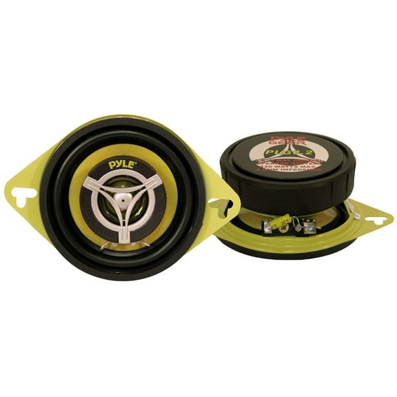 Pyle Car Audio PLG3.2 Two New 3 & 1/2 Inch 2-Way Speakers 120 Watt - Yellow