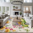 thumbnail image 3 of 5'x7' Area Rugs for Living Room Bedroom, Spring Truck Floral Washable Rug Carpet Runner Indoor Outdoor, Watercolor Garden Flowers Butterflies Beige Non Slip Floor Mats Area Rug for Kitchen, Nursery, 3 of 8
