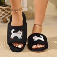 thumbnail image 6 of Fengactive Womens Cat Embroidery Open Toe Slide Slippers Round Toe Soft Sole Breathable Casual House Slippers, 6 of 8