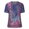 thumbnail image 5 of up to 60% off Gifts Usmixi Shirts for Women Plus Size Cold Shoulder Vintage Graphics Tunic Tops Tees Summer Trendy Floral Print Short Sleeve Round Neck Ladies Blouses Purple l, 5 of 6