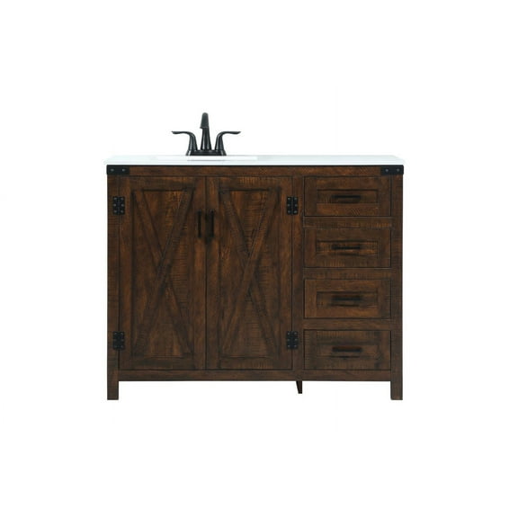 Elegant Decor Grant 42" Aluminum MDF Single Bathroom Vanity in Expresso