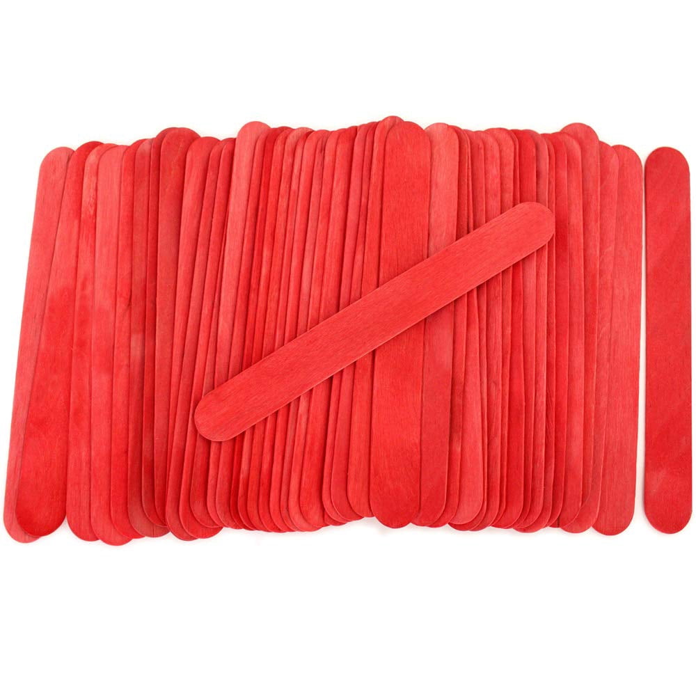 CraftySticks- 600 Pack, 6 Inch Red Color, Jumbo Wood Popsicle Sticks for Crafts, Home, School Art, Building, Learning, Wood Tongue Depressor Size