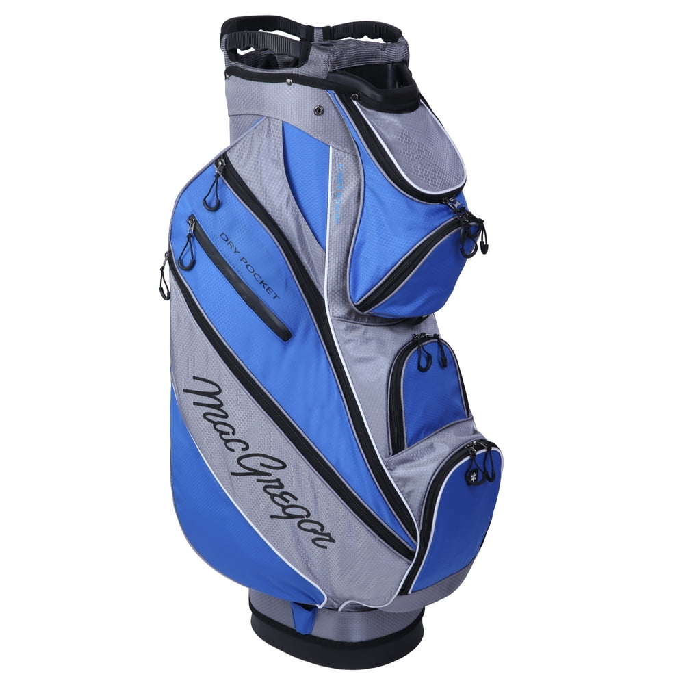 MacGregor Dry Pocket 14 Way Divider Golf DX Cart Bag, Grey/Blue, 7.7 lb