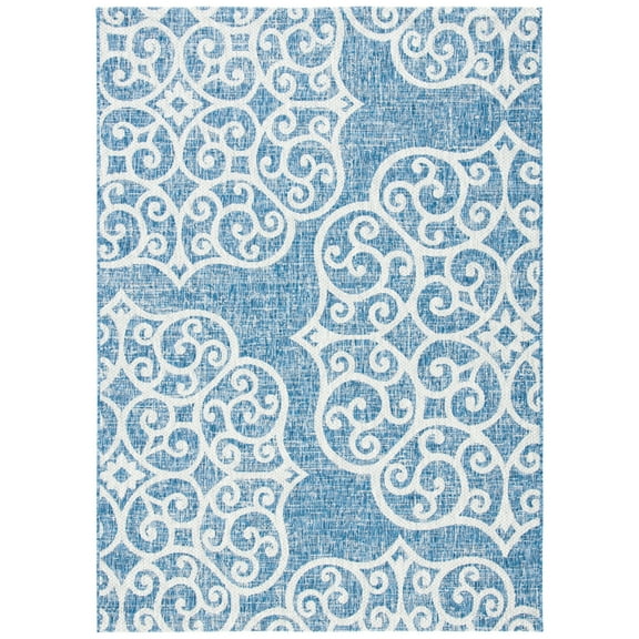 SAFAVIEH Courtyard Caylee Botanical Indoor/Outdoor Area Rug, Navy/Grey, 8' x 10'