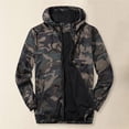 thumbnail image 3 of Lohuatrd Men Fall Winter Coat Mesh Breathable Hooded Drawstring Long Sleeve Plus Size Zipper Closure Camouflage Print Smooth Mid Length Pockets Elastic Cuff Men Jacket, 3 of 8