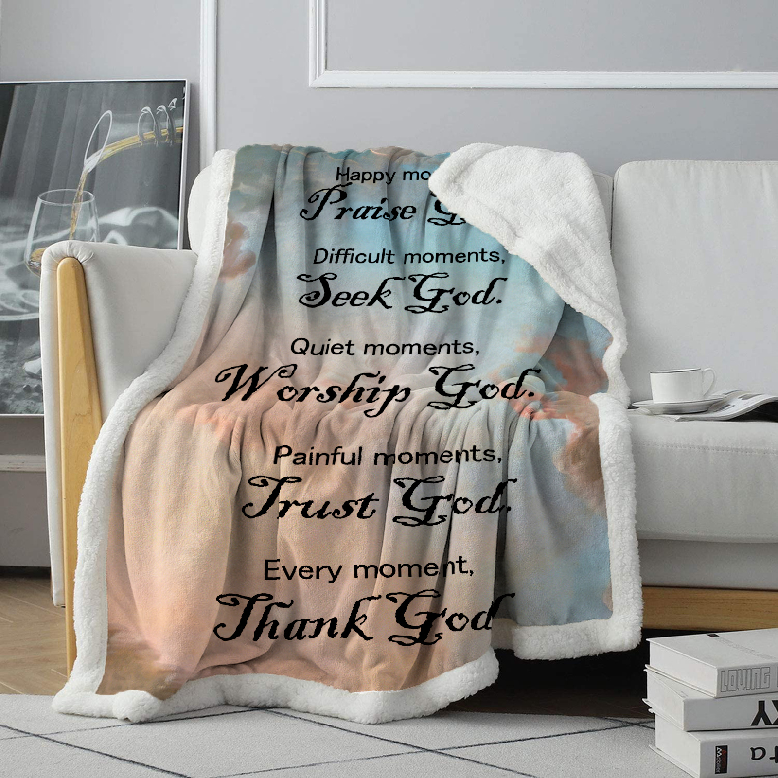 WISH TREE Healing Sherpa Throw Blanket Christian Prayer Sherpa Blanket