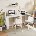 thumbnail image 5 of Costway 35.5" Compact PC Laptop Desk Modern Style Office Study Desk with Side Storage Shelf White, 5 of 10