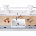 thumbnail image 2 of Gourmetier KGKFA331810LD Arcticstone 33-Inch Solid Surface White Stone Apron-Front Single Bowl Farmhouse Kitchen Sink with Strainer and Grid in Matte White/Brushed, 2 of 7