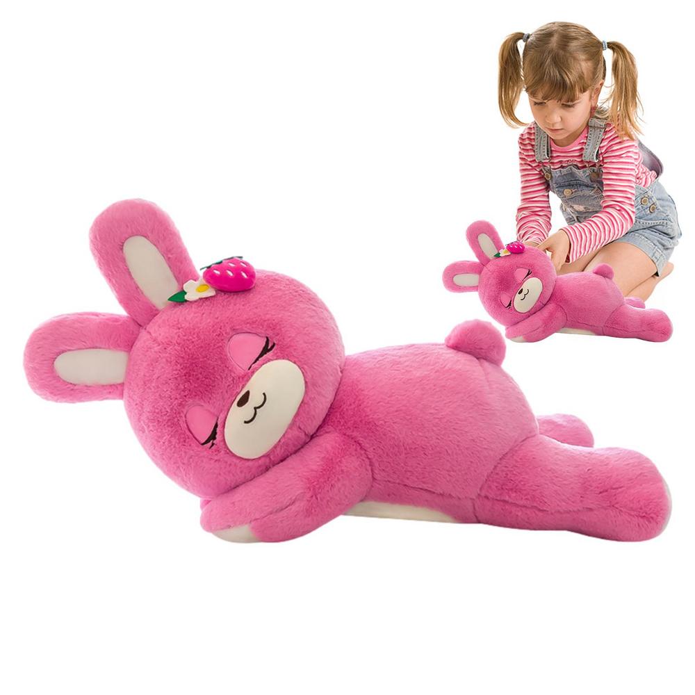 Erty Plush Rabbit Cute Lying Strawberry Rabbit Plush Stuffed Animal