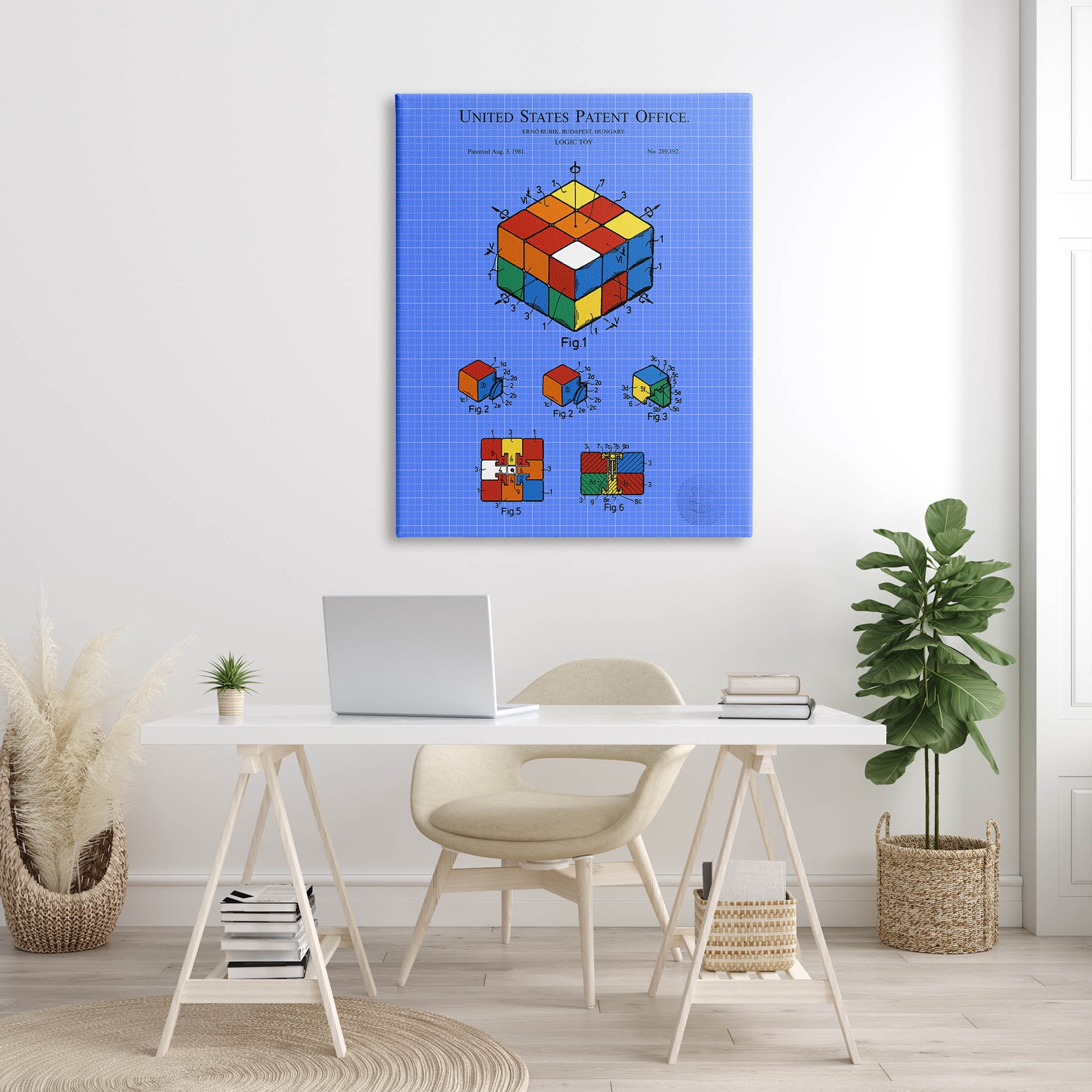 Stupell Industries Vivid Logic Toy Patent Graphic Art Gallery Wrapped Canvas Print Wall Art, Design by Karl Hronek