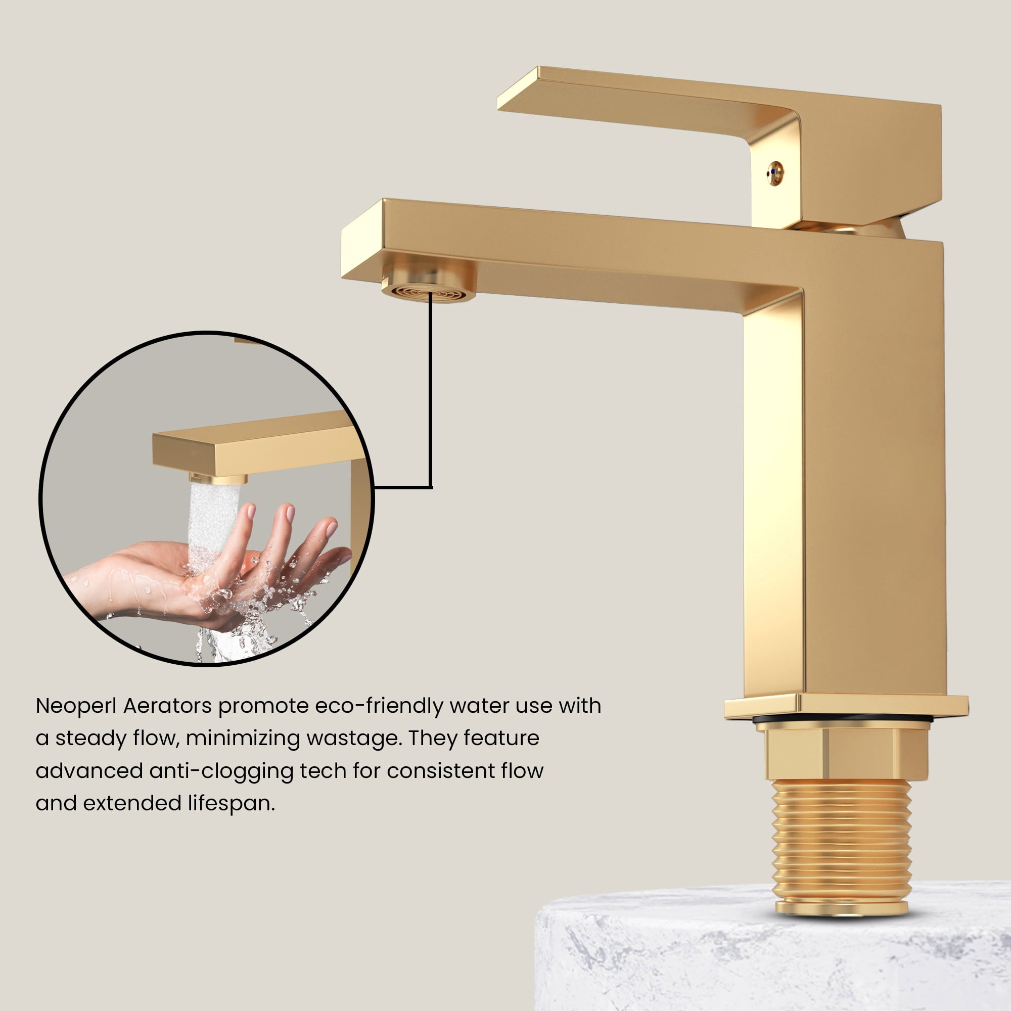 Ayna Decors Brushed Gold Bathroom Sink Faucet Single Hole, Brass Single Handle Vanity Faucet with Pop Up Drain Stopper and Water Faucet Supply Lines - AFPU30101BG